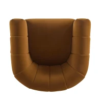 Modern Swivel Club Chair with Boutique-Feel Seat, Semi-Circular Backrest Armchair with Integrated Armrests, 37'' L x 32.5'' W x 26.5'' H, Black+Caramel(m-6)