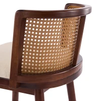 Woven Rattan Counter Chairs with Padded Upholstered Seat, Counter Height Bar Stools with Durable Frame, 19.5'' L x 21'' W x 35'' H, Beige+Walnut(m-11)