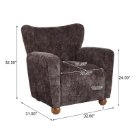 Cozy Wingback Armchair with Premium Fabric Upholstery, Bouclé Accent Chair with Plush Cushioned Seat, 32'' L x 31'' W x 32.5'' H, Dark Brown+Teak(m-3)