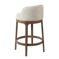 Counter Height Bar Stools with Rubber Wood Frame, Modern Bar Chairs with Upholstered Ergonomic Seat, 18.5'' L x 18.5'' W x 33'' H, Beige+Walnut(m-8)