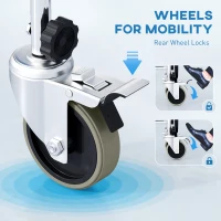 HOMCOM Rolling Shower Chair, Bedside Commode Wheelchair with Padded Seat, Backrest, for Seniors, Disabled, 300 lbs, Grey(m-7)