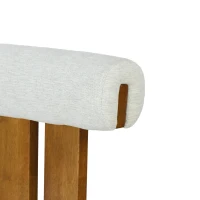 Indoor Modern Bar Stools Set of 2 with Rubber Wood Frame, Fixed Non-Swivel Bar Chairs with Sturdy Metal Footrest, 19'' L x 23'' W x 43'' H, Ivory+Walnut(m-9)