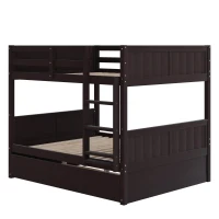 Full-Over-Full Bunk Bed with Pullout Trundle, Space-Saving Bed Frame with 2 Separate Beds, 79.5" L x 57" W x 60" H, Espresso(m-7)