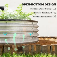 Outsunny Galvanized Raised Garden Bed, 4 x 3 x 1 ft Modular Metal Garden Beds with Rubber Strip Edging, Silver(m-7)