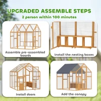 PawHut Large Wooden Chicken Run with Waterproof & Anti-UV Cover, for 6-8 Chickens, for Backyard, Farm, Yellow(m-4)