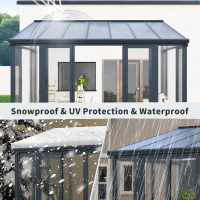 Enclosed Patio Cover with Double‑Layer Polycarbonate Roof, All‑Season Sunroom with 3 Lockable Sliding Doors, 168.5'' L x 115'' W x 123'' H, Black(m-5)