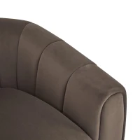 Modern Comfort Club Chair with Boutique-Feel Seat, Semi-Circular Armchair with Integrated Armrests, 37'' L x 32.5'' W x 26.5'' H, Black+Dark Brown(m-9)