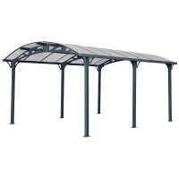 Outdoor Arch Carport with Galvanized Steel Connectors, Covered Driveway Shelter with Ground Anchor Kit, 139'' L x 190'' W x 99'' H, Gray(m-2)