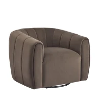 Modern Comfort Club Chair with Boutique-Feel Seat, Semi-Circular Armchair with Integrated Armrests, 37'' L x 32.5'' W x 26.5'' H, Black+Dark Brown(m-4)