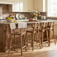 Bari Counter Stools with High-Quality Rubber Wood, Cozy Bar Chairs with Good Breathability and Lumbar Support, 18" L x 20.5" W x 36" H, Walnut(m-1)