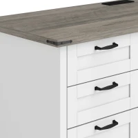 HOMCOM Computer Desk with Drawers Office Desk with 7 Drawers Charging Station Study Table 57" Brown White(m-12)