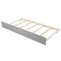 Full-Over-Full Bunk Bed with Space-Saving Pullout Trundle, Space-Saving Bed Frame with 2 Separate Beds, 79.5" L x 57" W x 60" H, Gray(m-11)