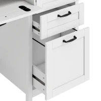 HOMCOM Computer Desk with Drawers Office Desk with 7 Drawers Charging Station Study Table 57" Brown White(m-11)