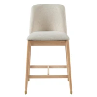 Counter Height Bar Stool Set of 2 with Rubberwood Construction, Modern Bar Chairs with Padded Upholstered Seat, 20'' L x 22.5'' W x 38'' H, Natural(m-2)