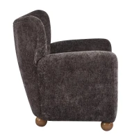Cozy Wingback Armchair with Premium Fabric Upholstery, Bouclé Accent Chair with Plush Cushioned Seat, 32'' L x 31'' W x 32.5'' H, Dark Brown+Teak(m-5)