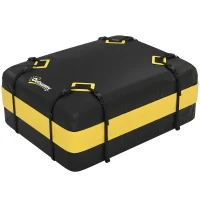 Outsunny Rooftop Cargo Carrier, 15 Cubic Feet Waterproof Soft-Shell Car Roof Storage Bag with Door Hooks, Anti-Slip Mat(m-13)