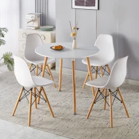 Modern Compact 5-Piece Dining Set with Solid Wood Legs, Minimalist Kitchen Table Set with Adjustable Metal Shims, 35.5'' L x 35.5'' W x 29.5'' H, White(m-1)