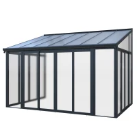 Enclosed Patio Cover with Double‑Layer Polycarbonate Roof, All‑Season Sunroom with 3 Lockable Sliding Doors, 168.5'' L x 115'' W x 123'' H, Black(m-2)