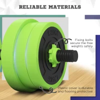 Soozier 88lbs 4-in-1 Adjustable Weight Dumbbell Set, Barbell, Kettlebell, Push Up Stand, Green(m-7)