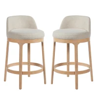 Counter Height Bar Stools with Premium Rubberwood Frame, Modern Bar Chairs with Ergonomic Seat, 18.5'' L x 18.5'' W x 33'' H, Beige+Natural(m-5)