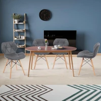 Modern Dining Chair with Backrest and PU Leather Surface, Stain-Resistant Bar Stools with Ergonomic Wood Legs, 18.5'' L x 14.5'' W x 28'' H, Grey(m-8)