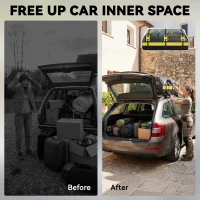 Outsunny Rooftop Cargo Carrier, 21 Cubic Feet Waterproof Soft-Shell Car Roof Storage Bag w/ Door Hooks, Reflective Arrows, Yellow(m-4)