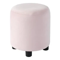 Queen-Size Upholstered Platform Bed with Bedside Desk and Stool, Cozy Bed Frame with Streamlined Structure, 84.5" L x 74" W x 28" H, Pink(m-10)