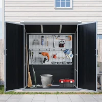 Outdoor Resin Storage Shed with Secure Lockable Doors, Waterproof Lockable Cabinet with UV-Resistant Durable Resin, 60.5'' L x 38'' W x 68.5'' H, Black(m-1)