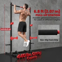 Soozier Power Cage Squat Rack, 1100 lb Capacity Power Rack with Pull-Up Bar, Adjustable Width, Adjustable J-Hooks, Safety Arms(m-6)