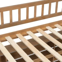 Full Over Full Bunk Bed with Convenient Storage Headboard, Unique Bed Frame with Multi-Color Light Strip, 79" L x 57.5" W x 57" H, Brown(m-13)