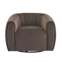 Modern Comfort Club Chair with Boutique-Feel Seat, Semi-Circular Armchair with Integrated Armrests, 37'' L x 32.5'' W x 26.5'' H, Black+Dark Brown(m-2)