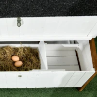 PawHut 47" Wooden Chicken House with Nesting Box, Slide-out Tray, Ramp, Easy Movable Chicken Coop, White(m-10)
