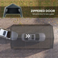 Outsunny 20 x 13 ft Carport, Portable Garage with Roll-Up Door and Windows, PE Canopy, Steel Frame, Dark Grey(m-6)