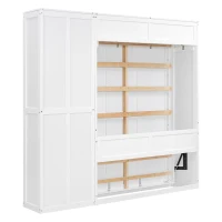 Space-Saving Murphy Bed with 5-layer Folded Cabinet, Solid Murphy Bed Frame with 600 lbs Weight Capacity, 87.5" L x 15.5" W x 83.5" H, White(m-8)