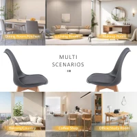 Modern Dining Chairs with Ergonomic High-Density Foam Backrest, Wooden-Legged Side Chairs with PU Leather Upholstery, 19.5L x 16.5W x 32H, Black(m-5)