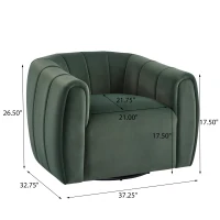 Modern Comfort Club Chair with Boutique-Feel Seat, Semi-Circular Armchair with Integrated Armrests, 37'' L x 32.5'' W x 26.5'' H, Black+Olive Green(m-3)