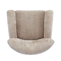 Cozy Wingback Armchair with Premium Fabric Upholstery, Bouclé Accent Chair with Plush Cushioned Seat, 32'' L x 31'' W x 32.5'' H, Beige Brown(m-8)