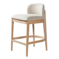 Counter Height Bar Stool Set with Foam Upholstered Seat, Modern Bar Chairs with Ergonomic Curved Backrest, 19.5'' L x 21.5'' W x 33'' H, Beige+Natural(m-5)