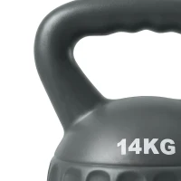 Soozier Kettlebell, 31 lbs Kettle Bell with Non-Slip Handle for Home Gym, Weight Lifting and Strength Training, Grey(m-9)