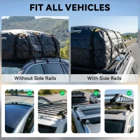 Outsunny Rooftop Cargo Carrier, 21 Cubic Feet Waterproof Soft-Shell Car Roof Storage Bag with Door Hooks, Anti-Slip Mat(m-7)