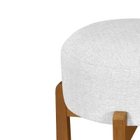 Indoor Round Seat Bar Stools with Premium Solid Frame, Non-Swivel Bar Chairs with Ergonomic Round Seat, 19.5'' L x 19.5'' W x 30'' H, Ivory+Walnut(m-7)