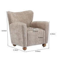Cozy Wingback Armchair with Premium Fabric Upholstery, Bouclé Accent Chair with Plush Cushioned Seat, 32'' L x 31'' W x 32.5'' H, Beige Brown(m-3)