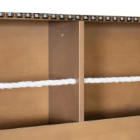 Full Over Full Bunk Bed with Convenient Storage Headboard, Unique Bed Frame with Multi-Color Light Strip, 79" L x 57.5" W x 57" H, Brown(m-15)
