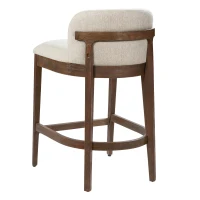 Counter Height Bar Stools with Foam Upholstered Seat, Modern Bar Chairs with Ergonomic Curved Back, 19.5'' L x 21.5'' W x 33'' H, Beige+Walnut(m-7)