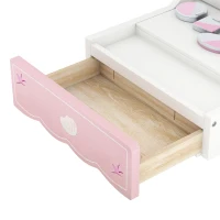 Qaba Kids Vanity Set, Makeup Table Toy with Lights, Mirror, Drawer, Accessories and Carry Handle for Girls 3-6 Years, Pink(m-9)
