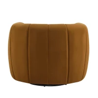 Modern Swivel Club Chair with Boutique-Feel Seat, Semi-Circular Backrest Armchair with Integrated Armrests, 37'' L x 32.5'' W x 26.5'' H, Black+Caramel(m-8)