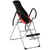 Soozier Inversion Table, Heavy Duty Folding Inversion Table with Adjustable Ankle Lock and Safety Belt for Pain Relief Therapy, Black & Red(m-13)