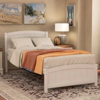 Twin Wood Platform Bed with Durable Material and Light Weight, Solid Bed Frame with 10 Evenly Spaced Slats, 79.5" L x 41.5" W x 35.5" H, White(m-8)