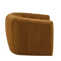 Modern Swivel Club Chair with Boutique-Feel Seat, Semi-Circular Backrest Armchair with Integrated Armrests, 37'' L x 32.5'' W x 26.5'' H, Black+Caramel(m-5)