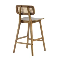 Bari Counter Stools with High-Quality Rubber Wood, Cozy Bar Chairs with Good Breathability and Lumbar Support, 18" L x 20.5" W x 36" H, Walnut(m-8)